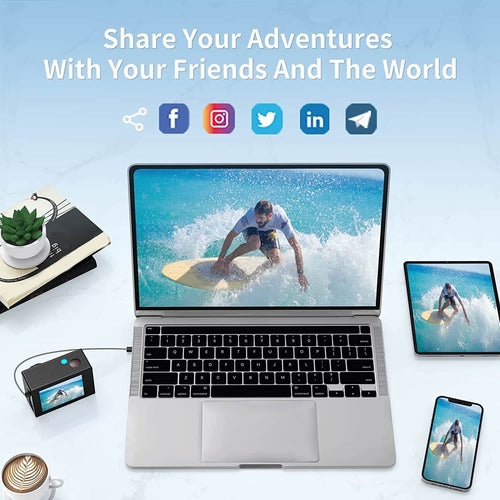 4K Waterproof Camera + RF Remote with Accessories