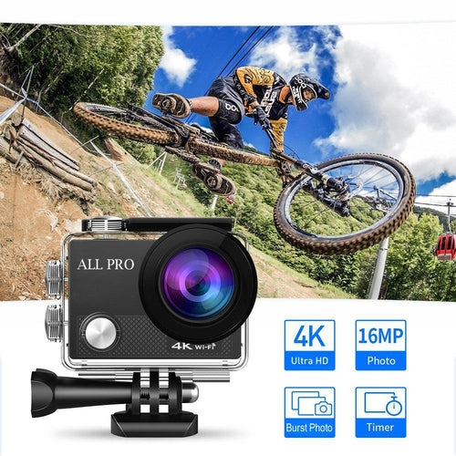 4K Waterproof Camera + RF Remote with Accessories